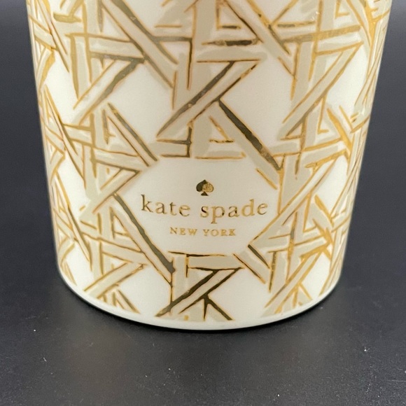 Kate Spade New York 16oz White and Gold Caning Thermal Mug Travel Mug - Picture 3 of 12